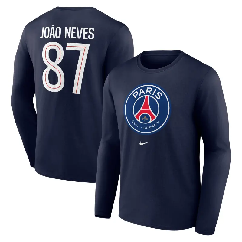 psg-nike-joo-neves-87-graphic-long-sleeve-t-shirt-navy-mens-203293373-87 Collection | PSG Fanshop